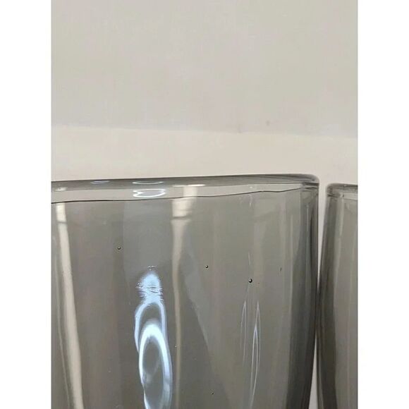 Vintage Gray Smoked Glass Rocks Glasses Set of 4 Thick Heavy Bottom 4" Tall - Picture 12 of 13